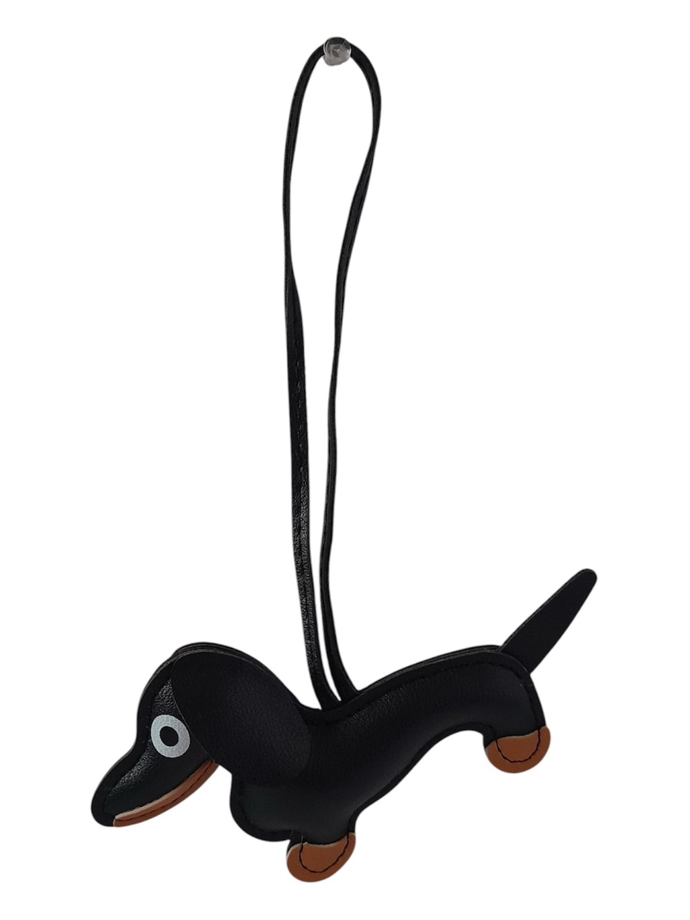 Black Faux Leather Dachshund Bag Charm Dixie Wiener Dog Purse Keychain - Picture 4 of 6
